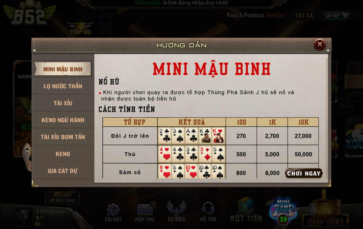 quy luật chơi đơn giản