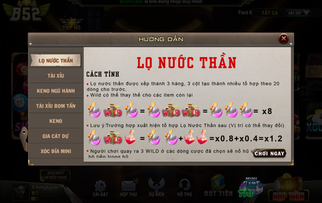 B52 club giới thiệu luật chơi Lọ nước thần