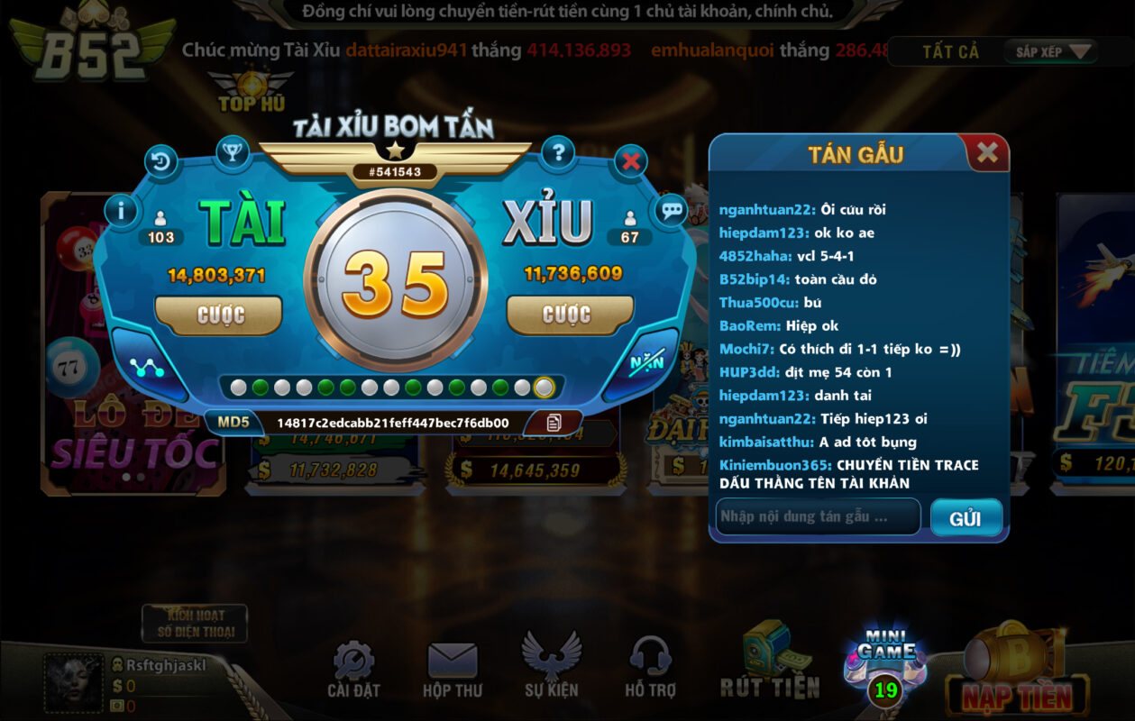 Cách chơi Tài Xỉu MD5 đơn giản tại sân chơi B52 play