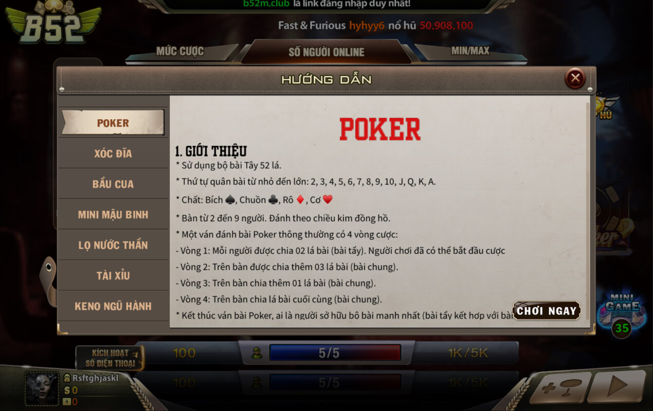 Kinh nghiệm tham gia hoàn hảo game bài Poker đình đám