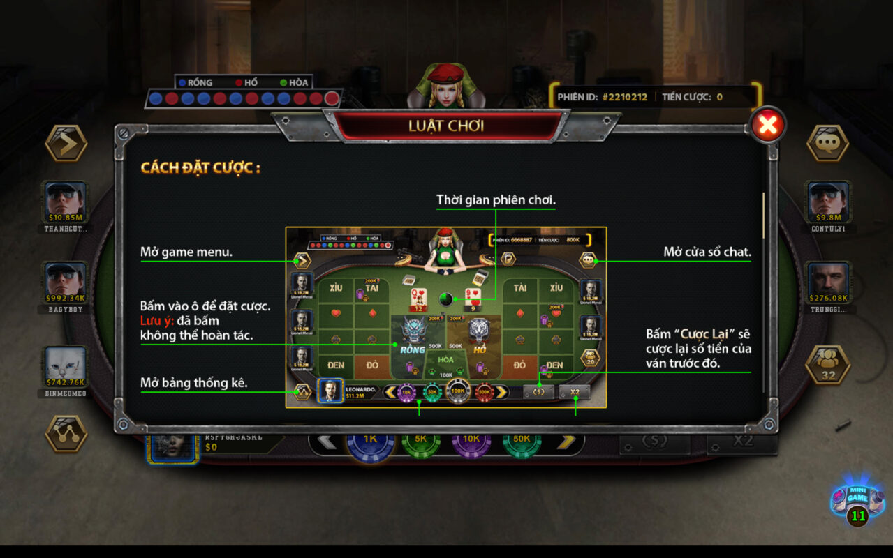 Chi tiết cách tính điểm thưởng tại Rồng hổ B52 play