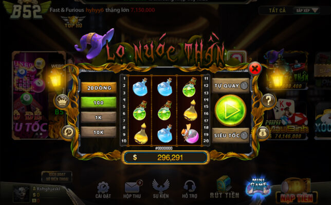 Hướng dẫn thuật ngữ Lọ nước thần tại B52 club