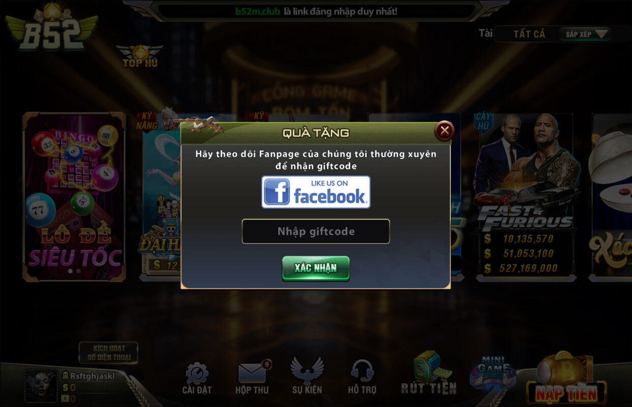 Mã hoàn tiền 2% cực sốc tại B52